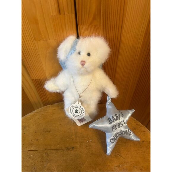 Boyds Bears AngelBoy Bear Blue Star Plush 5” Baby’s First Christmas Ornament (58 - Picture 1 of 7